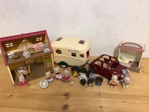 Sylvanian family sets huis caravan auto en snoepwinkel zgan, Kinderen en Baby's, Speelgoed | Poppenhuizen, Zo goed als nieuw, Poppenhuis