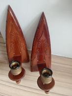 Amsterdamse school wandlampjes, hout, Antiek en Kunst, Ophalen of Verzenden