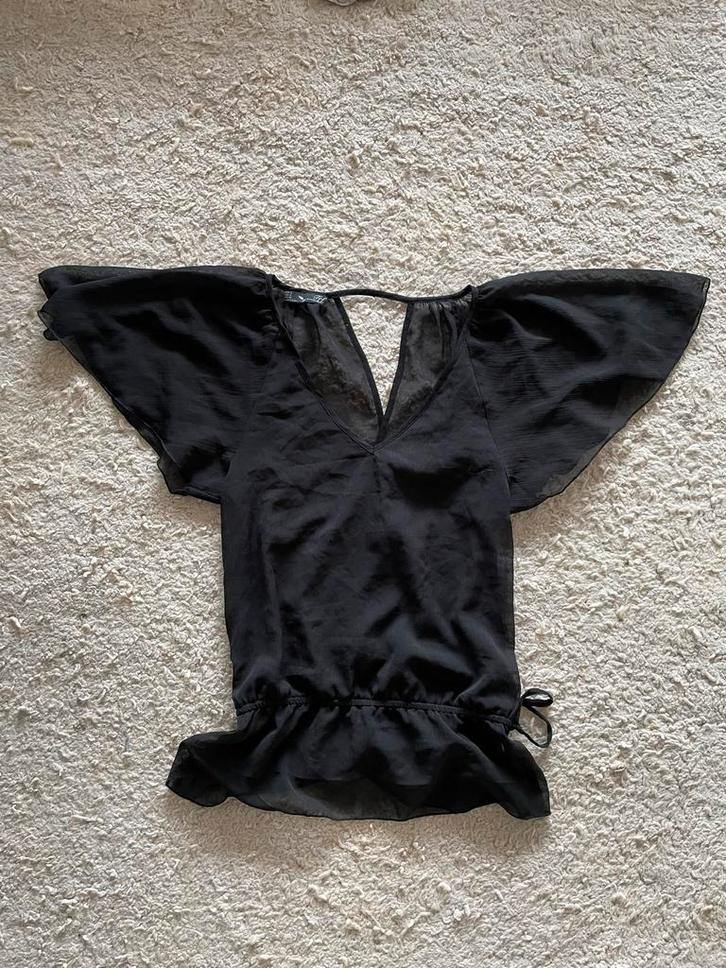 Zwarte Top met Vleermuismouwen, Kleding | Dames, Blouses en Tunieken, Zo goed als nieuw, Maat 36 (S), Zwart, Ophalen of Verzenden