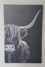 Groot canvas doek zwart wit hooglander, Huis en Inrichting, Ophalen, Zo goed als nieuw, 75 tot 100 cm, 75 cm of meer