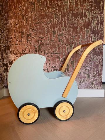 Van dijk houten poppenwagen loopwagen vintage retro turqoise beschikbaar voor biedingen