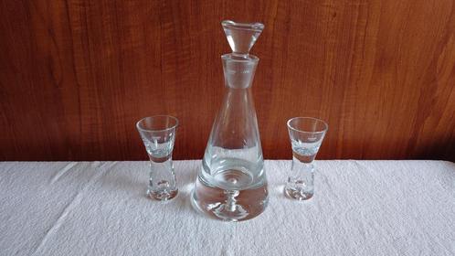 Krosno Bonny karaf met twee borrelglazen. Mondgeblazen glas, Antiek en Kunst, Antiek | Glas en Kristal, Ophalen of Verzenden