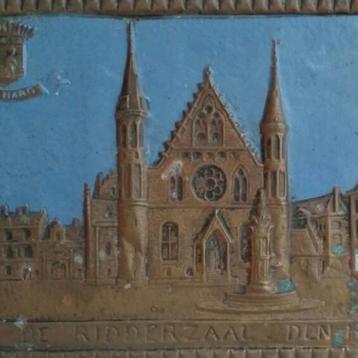 Koperen emaille plaat Ridderzaal Den Haag (1900-1910) beschikbaar voor biedingen