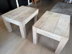 2 teakhouten  tafels blok, Ophalen, Gebruikt, 50 tot 100 cm, Teakhout