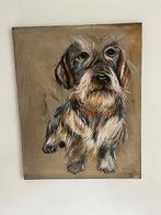 Olieverf Schilderij Teckel - 40x50, Antiek en Kunst, Ophalen of Verzenden