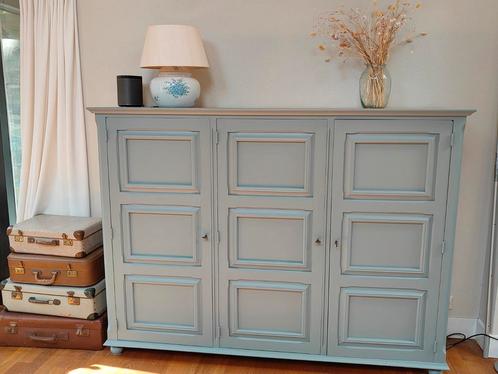 Brocante Kast - Blauw - Hout, Antiek en Kunst, Antiek | Meubels | Kasten, Ophalen