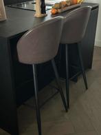 Barkrukken bruin zwart keukenstoelen barstoelen metalen poot, Huis en Inrichting, 2 krukken, Ophalen, Zo goed als nieuw, 60 tot 90 cm
