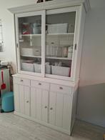 Buffetkast 2 delen wit met glazen schuifdeuren, Ophalen, Gebruikt, 100 tot 150 cm, 200 cm of meer