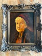 Antiek schilderijtje oude dame olieverf op paneel, Antiek en Kunst, Kunst | Schilderijen | Klassiek, Ophalen of Verzenden