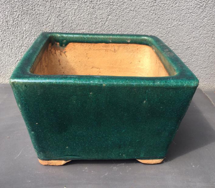 terracotta pot uniek ‘50 bloempot groen geglazuurde groot, Tuin en Terras, Bloempotten, Zo goed als nieuw, Terracotta, Binnen