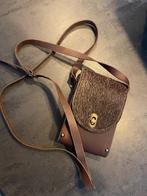 telefoontasje leer hout en koeienhuid, Ophalen of Verzenden, Nieuw, Bruin, Schoudertasje