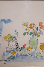 Schilderij stilleven aquarel Louis Meijs  '80, Antiek en Kunst, Ophalen of Verzenden