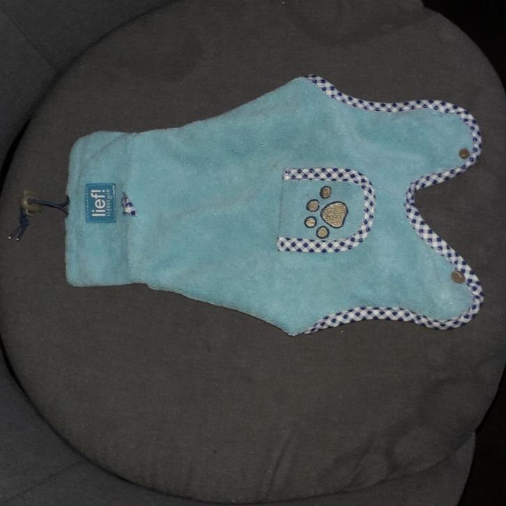 Badjas hond maat XXS blauw merk Lief!, Dieren en Toebehoren, Hondenkleding, Zo goed als nieuw, Hondenjas, Ophalen of Verzenden
