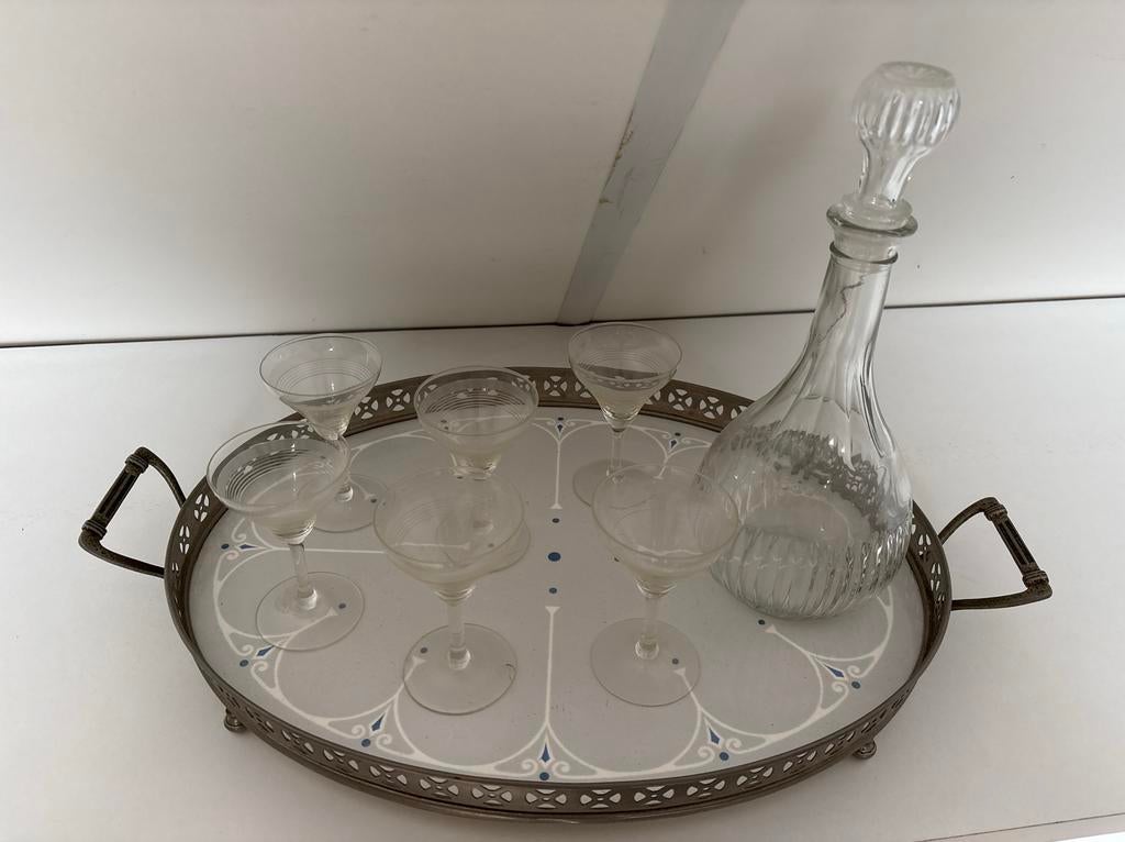 Antiek Servies & Borrelglaasjes met Karaf, Antiek en Kunst, Ophalen