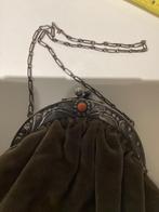 Georg Jensen. Antiek Zilveren beugel tasje met bloedkoraal., Ophalen of Verzenden, Zilver