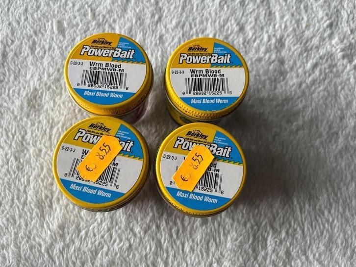 adv 59 / NIEUW set 4 potjes BERKLY verre / verse de fase, Watersport en Boten, Hengelsport | Algemeen, Gebruikt, Overige typen