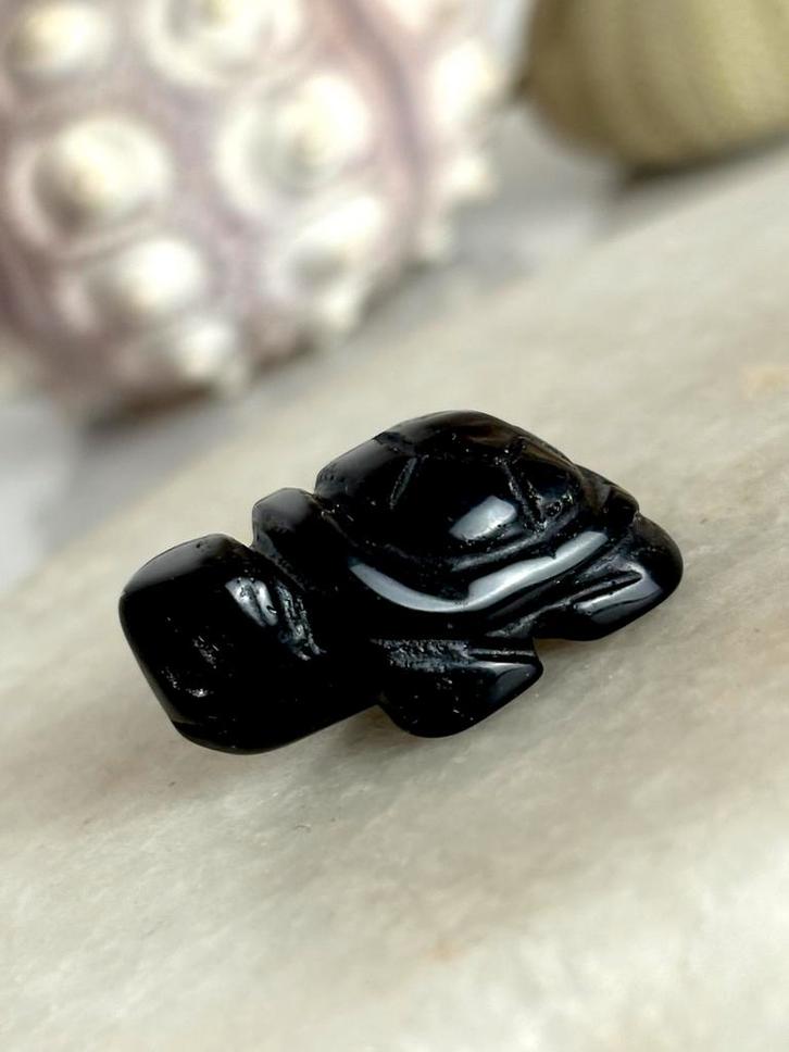 Obsidiaan schildpad, Verzamelen, Mineralen en Fossielen, Ophalen of Verzenden