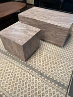 Salantafels kubus en rechthoek fineer hout marmerlook, Zo goed als nieuw, Minder dan 50 cm, Rechthoekig, 50 tot 100 cm