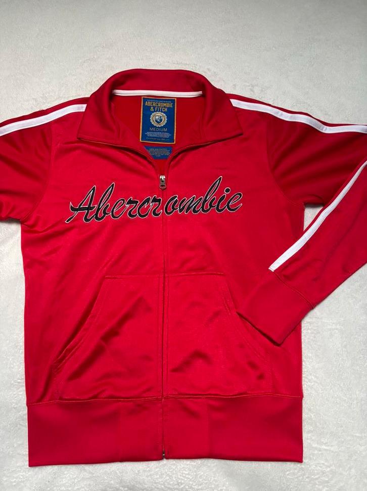 Abercrombie & Fitch Red Track Jacket - Vintage Athletic- M, Kleding | Heren, Truien en Vesten, Zo goed als nieuw, Maat 48/50 (M)