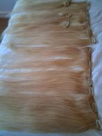 5-delige blonde clip-in, echt haar extensions, haarstuk, Ophalen of Verzenden, Zo goed als nieuw, Pruik of Haarverlenging