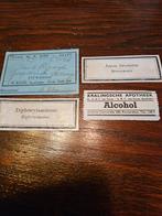 4 Antieke Apotheek Etiketten - Mooie Staat, Verzamelen, Ophalen of Verzenden, Gebruikt