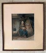 Vrouw in interieur 1878 - Maurits Maxim. von Hoff 1817-1893, Antiek en Kunst, Ophalen of Verzenden