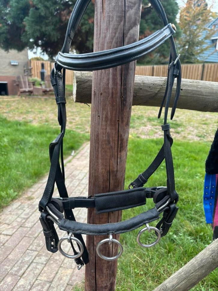 Zwart leren kaptoom maat Shetlander met bit mogelijkheid, Dieren en Toebehoren, Paarden en Pony's | Hoofdstellen en Tuigage, Zo goed als nieuw