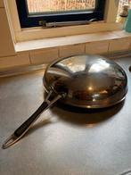 Grote Dubbelwandige RVS Wokpan 35cm doorsnee, Huis en Inrichting, Keuken | Potten en Pannen, Ophalen of Verzenden, Zo goed als nieuw