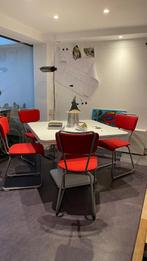 Te koop: Set van 4 Gispen-stijl stoelen, Huis en Inrichting, Ophalen of Verzenden, Gebruikt, Rood, Stof