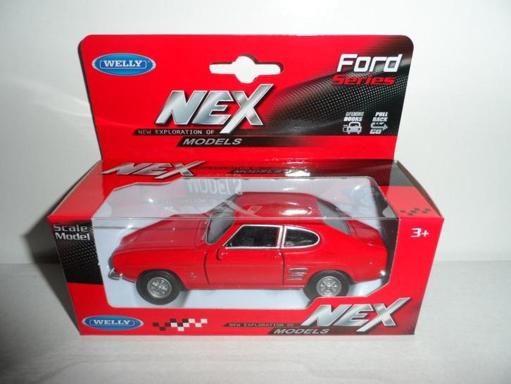 Welly - 1969 Ford Capri (rood) 1:36, Hobby en Vrije tijd, Modelauto's | Overige schalen, Nieuw, Auto, Ophalen of Verzenden