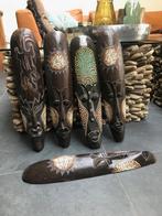 Houtsnijwerk maskers uit bali handbeschilderd 50 cm prachtig, Antiek en Kunst, Ophalen of Verzenden