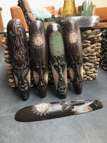 Houtsnijwerk maskers uit bali handbeschilderd 50 cm prachtig beschikbaar voor biedingen