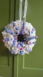 Wol, vrolijke deurkrans, feest, wollen krans, hand gevilt, Verzenden, Nieuw