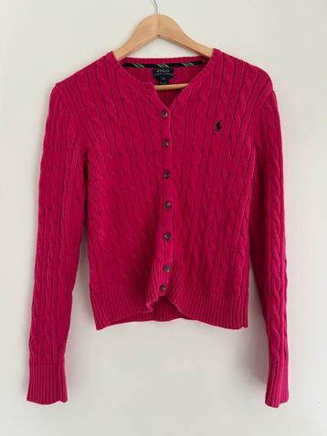 Ralph Lauren Polo dames vest roze nieuw kabelgebreide trui beschikbaar voor biedingen