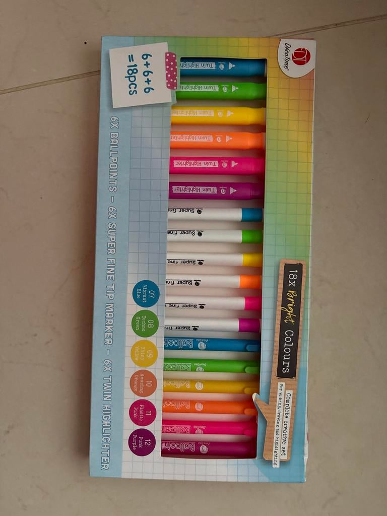 Stiftenset Déco Time 18 stuks, Hobby en Vrije tijd, Tekenen, Geen, Nieuw, Ophalen of Verzenden, Potlood of Stift