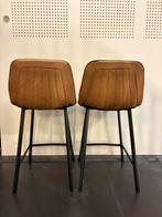 Twee barkrukken (Pronto) | cognac kleur, Huis en Inrichting, Barkrukken, 2 krukken, Ophalen, Zo goed als nieuw, Met voetsteun