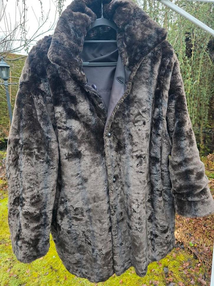Mooie 2-zijdige bontjas - lijkt net echt! Maat 48 bruin, Kleding | Dames, Jassen | Zomer, Zo goed als nieuw, Maat 46/48 (XL) of groter