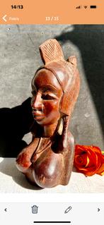Antiek Borstbeeld Mahonie van jong meisje Mali Afrika, Ophalen of Verzenden
