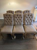 6 eetkamerstoelen, taupe, gecaputionneerd, Huis en Inrichting, Ophalen, Overige kleuren, Zo goed als nieuw, Stof