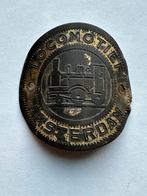 Oud balhoofdplaatje Locomotief Amsterdam. Balhoofd plaatje., Ophalen of Verzenden, Gebruikt, Gebruiksvoorwerp