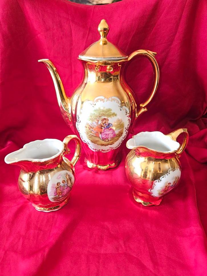 Antiek gouden koffiekan set, Antiek en Kunst, Antiek | Servies compleet, Ophalen of Verzenden