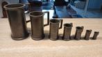 Antieke 7 delige tinnen maatbeker set, Ophalen