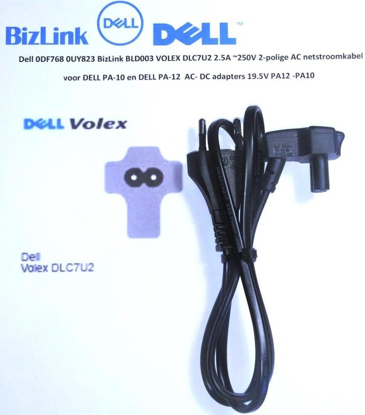 Dell 0DF768 0UY823 PA-12 PA-10 Original AC Netstroomkabel, Computers en Software, Laptop-opladers, Nieuw, Ophalen of Verzenden