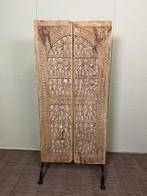 Antiek wandpaneel met houtsnijwerk uit India