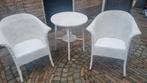 Rotan setje, tafeltje met 2 stoeltjes, Ophalen, Gebruikt, Twee, Wit