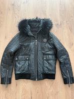 Philipp Plein Leren Jas met Bontkraag - Origineel, Maat 52/54 (L), Zwart, Ophalen of Verzenden, Philipp Plein