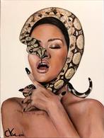 Rihanna Portret - Olieverf, Gesigneerd, Antiek en Kunst, Ophalen of Verzenden