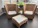 Rivièra Maison Rotan Fauteuils + Hokker (Zo Goed Als Nieuw), Ophalen of Verzenden, Zo goed als nieuw, Riet of Rotan, 75 tot 100 cm