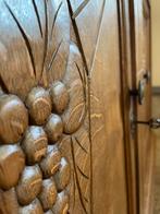 Vintage houten dressoir met marmeren blad in aardetinten, Ophalen, Gebruikt