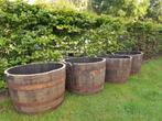 Bloembak Eikenhouten Whiskeyvat 100L, Ophalen, Rond, Nieuw, Tuin